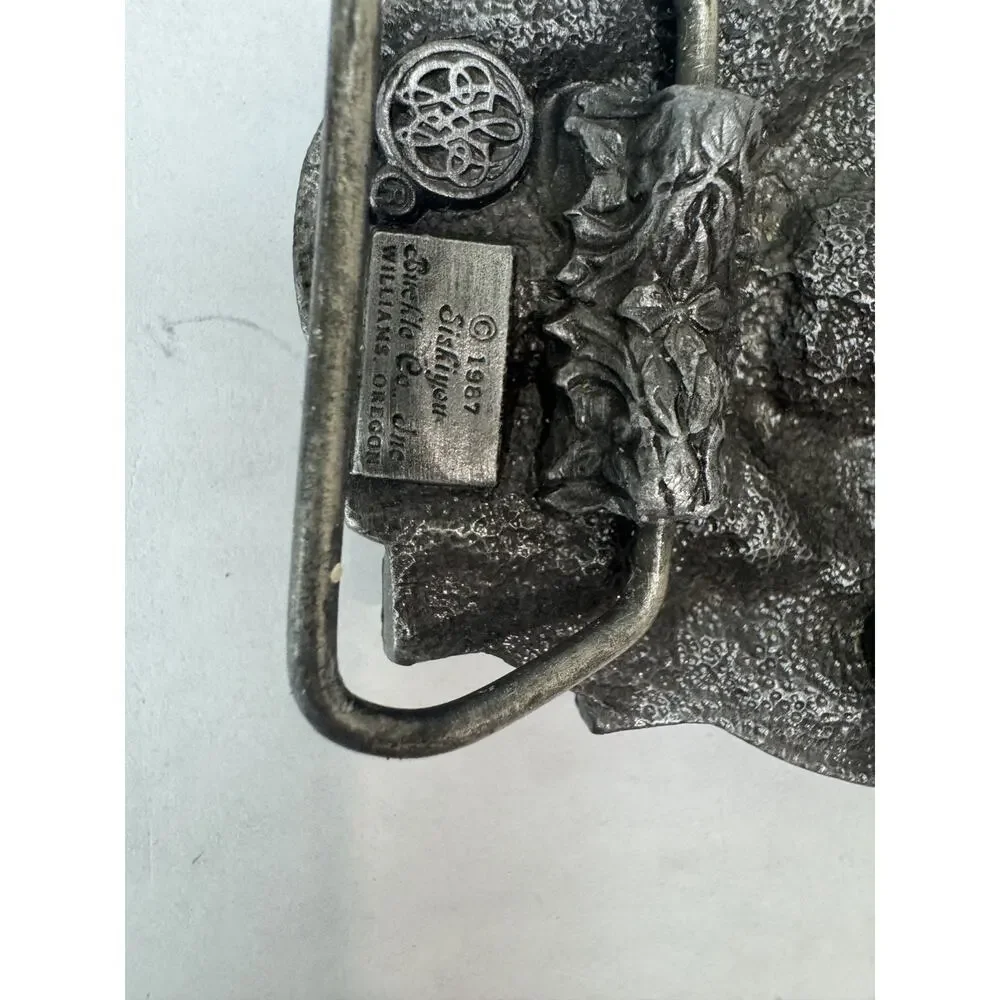 Vintage Belt Buckle Siskiyou Cowboy I'd Rather Be Hunting Deer Buck Pewter 1987